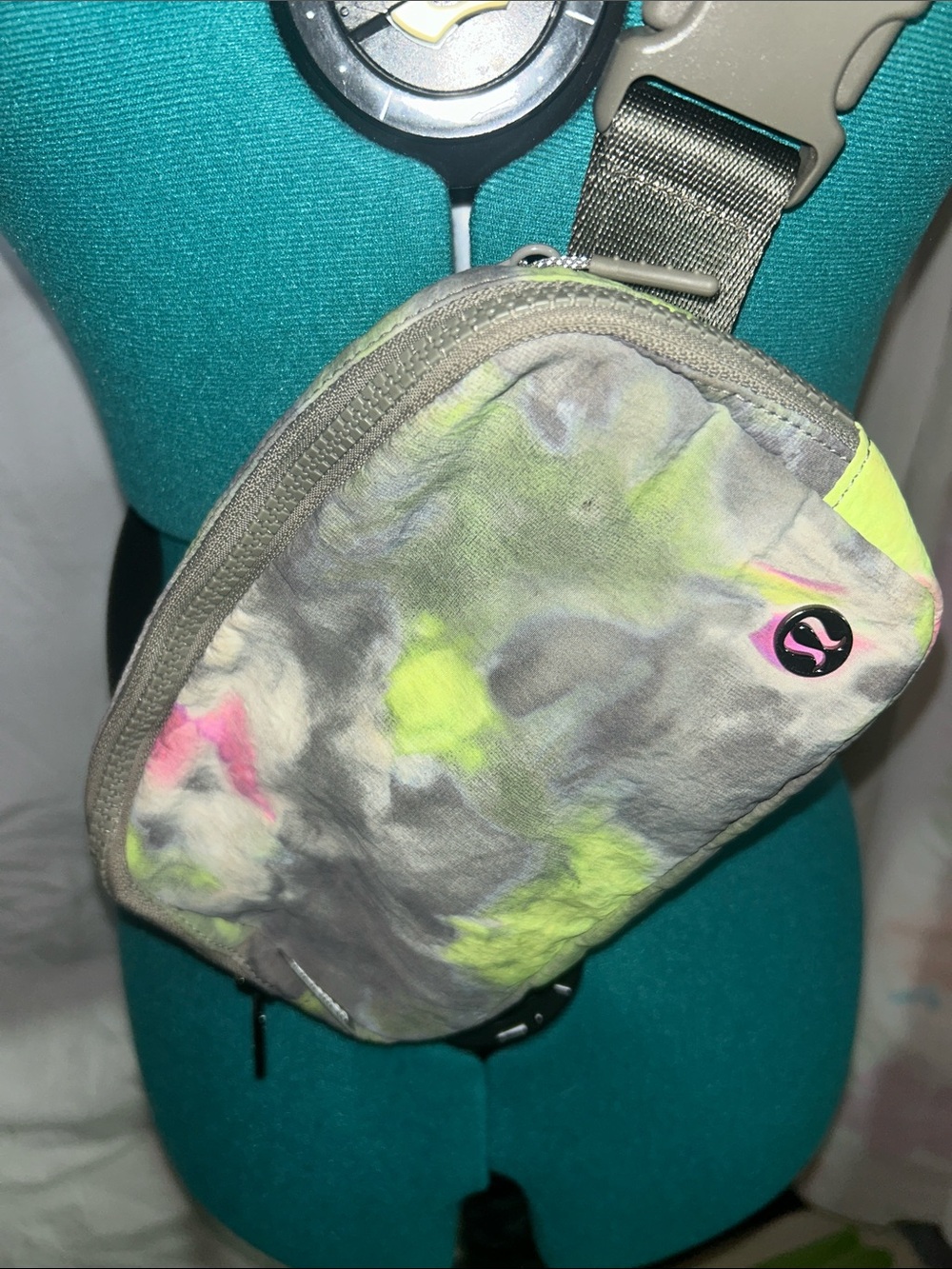 lululemon athletica Gray Tie-Dye Waist Pouch with Neon Accents